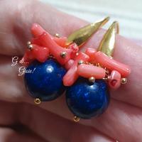 Orecchini con corallo rosa e lapislazzuli blu