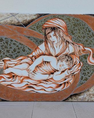 quadro natività mamma con neonato
