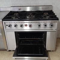 Cucina inox a gas professionale 6 fuochi + forno