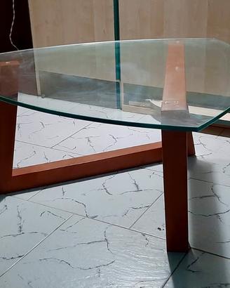 Tavolino per salotto in legno e vetro