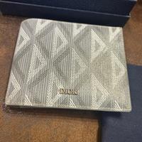 Portafoglio Dior uomo in pelle e tessuto grigio
