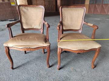n 2 poltroncine in legno stile Luigi Filippo 