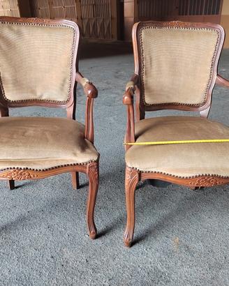 n 2 poltroncine in legno stile Luigi Filippo 