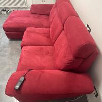 Divano angolare rosso con penisola + recliner