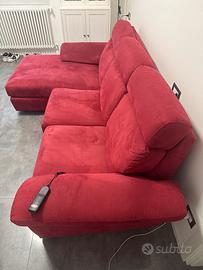 Divano angolare rosso con penisola + recliner