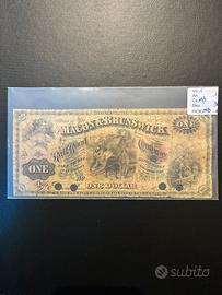 Banconota USA Railroad Note 1 Dollaro Macon & Brun