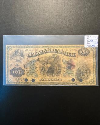Banconota USA Railroad Note 1 Dollaro Macon & Brun