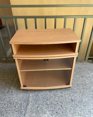 Mobile TV in legno con ruote
