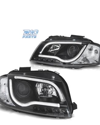 FARI AUDI A3 8P 03-08 CON DRL LED NERI