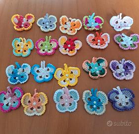 20 farfalle cotone colorato con perlina 