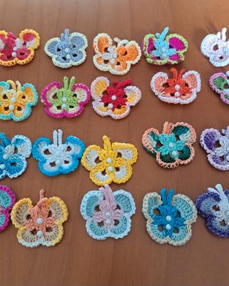20 farfalle cotone colorato con perlina 