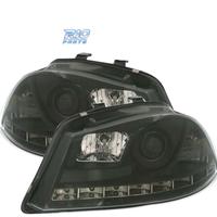 FARI PER SEAT IBIZA CORDOBA 6L 02-08 DRL NERI H1 H