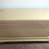 Cassapanca in legno Massello Laccata Giallo/Avorio
