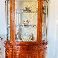 Vetrina Intarsiato in Stile Luigi XV Vetro curvo