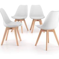 sedia in ecopelle bianca, moderna 