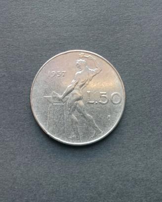 Moneta Vulcano 50 Lire del 1957