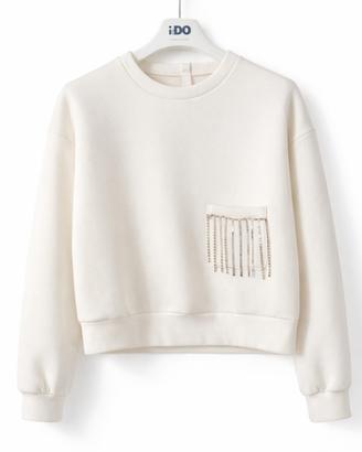 Felpa bianca iDO nuova con dettaglio gioiello
