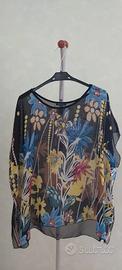 Blusa trasparente a fantasia fiori