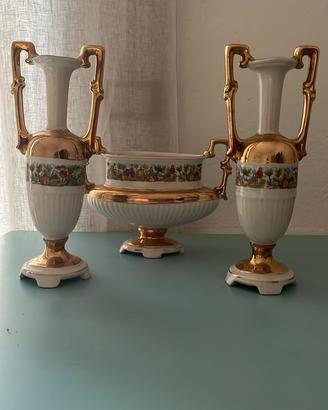 Trittico vintage vasi porcellana ceramica CAL