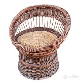 poltrona in vimini vintage anni 70 seduta vimini