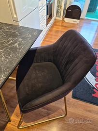 2 poltroncine velluto nere ed oro