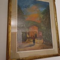 Quadro paesaggio rurale vintage firmato anni ’60 c