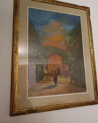 Quadro paesaggio rurale vintage firmato anni ’60 c