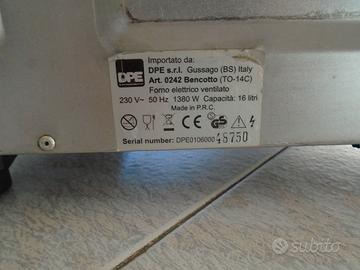 fornetto elettrico ventilato bencotto