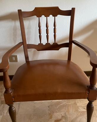 Sedia vintage legno e pelle