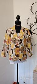 Giacca Lino e Cotone Floreale Vintage Taglia M
