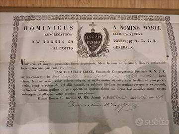 Reliquia con autentica 1875