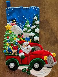 calza Befana e Natale cucita a mano - Santa Drive