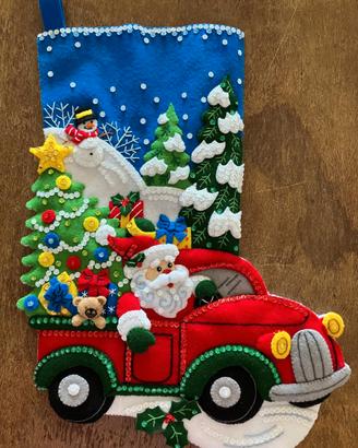calza Befana e Natale cucita a mano - Santa Drive