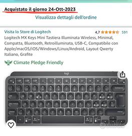 Tastiera Logitech MX keys Mini NUOVA + Ricevitore