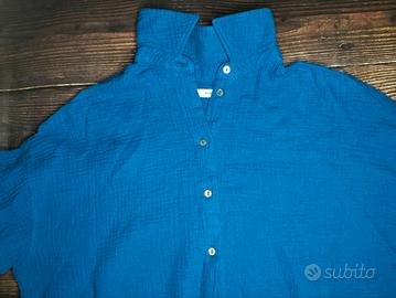 Camicia reserved in mussola di cotone blu,, taglia