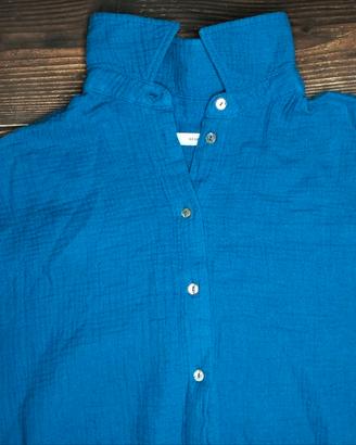 Camicia reserved in mussola di cotone blu,, taglia
