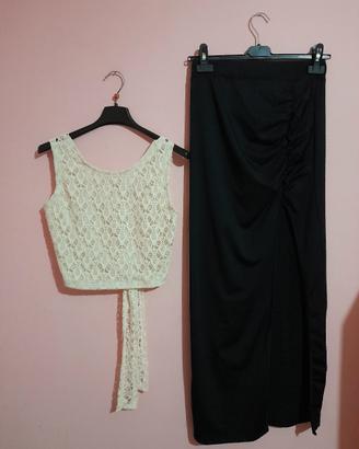 completo donna top/gonna lunga con spacco T M