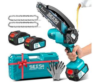 SEESII Mini Motosega a Batteria 8000mAh, 900W 6 Po