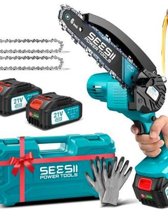 SEESII Mini Motosega a Batteria 8000mAh, 900W 6 Po