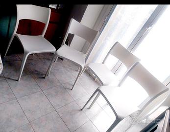 4 sedie in vetroresina bianche 