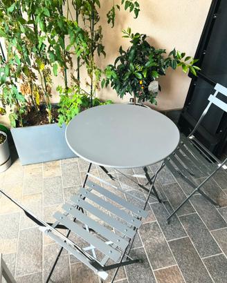 Set da balcone tavolino + 2 sedie pieghevoli