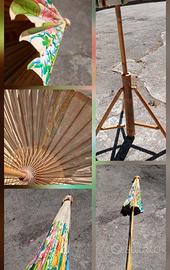 Ombrellone e Piedi BAMBÙ Etnic floreale carta riso