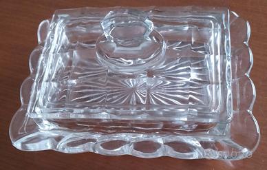 Piatto porta burro in vetro fuso vintage anni 60 