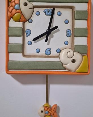 orologio Thin da parete con pendolo  pesci