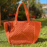 Borsa rafia all’uncinetto da mare e da città