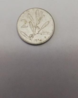 Moneta Italiana da 2 lire anno 1954 