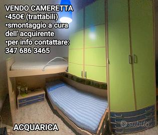 Cameretta completa arredata di mobili+2 letti