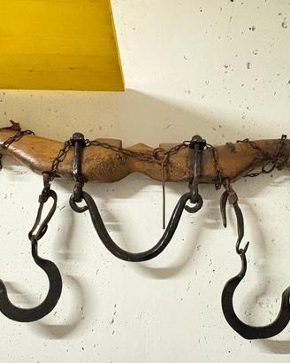 Antico Giogo da Buoi in Legno e Ferro