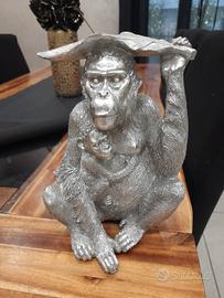 Soprammobile Scimmia Argento brillantinato Nuovo