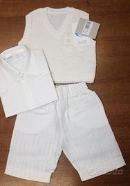 Completo gilet + camicia + bermuda neonato